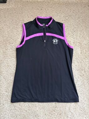 EPNY Pebble Beach Golf Links Yoke Zip Mock Sleeveless Polo Large (141)